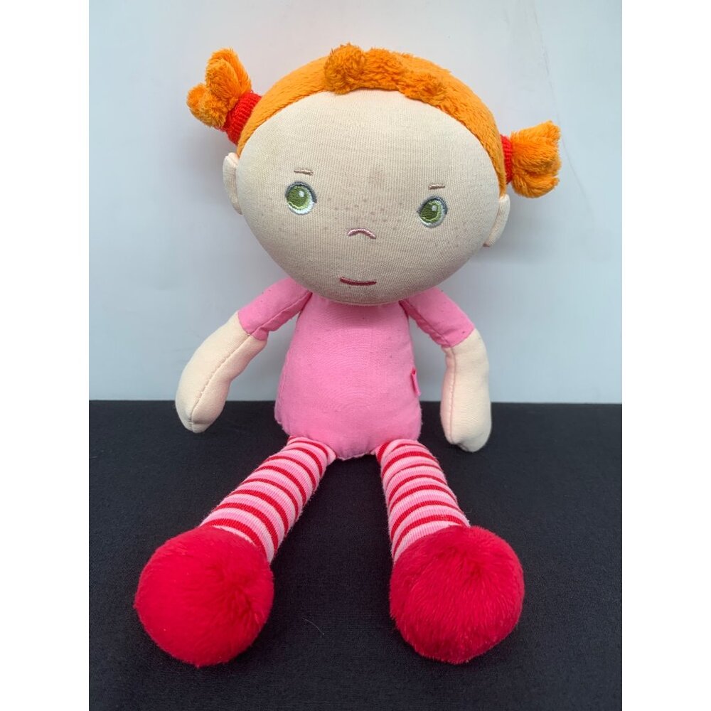 Haba Plush Doll With Red Striped Socks & Orange Hair